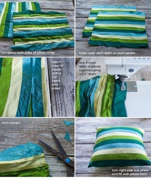 Чехлы из шелковых лент на диванные подушки. 04