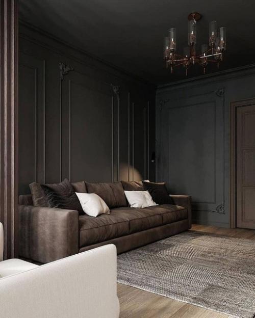 Два варианта гостиной, в светлых и тёмных тонах. 08