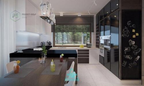 Одноэтажный дом со вторым светом + интерьер. 07