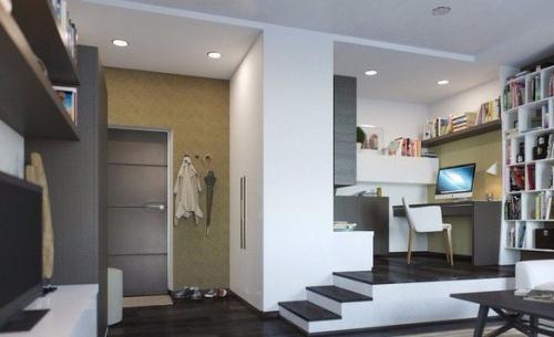 Обычно, при создании интерьера с открытой планировкой, дизайнер старается отделить спальню от всего остального пространства. 02