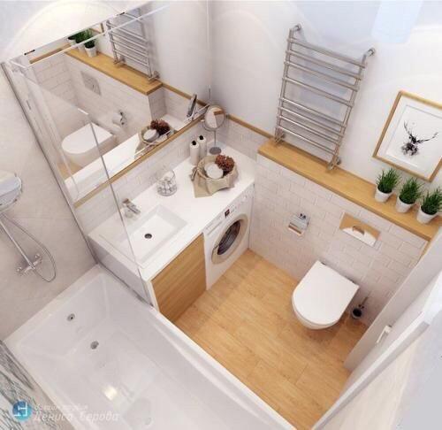 Интерьер маленькой ванной комнаты. 01