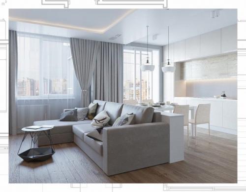 Дизайн квартиры в стиле легкий минимализм 94 кв. 03