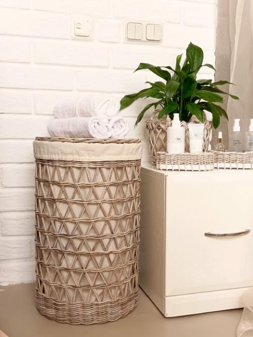 Корзина для хранения белья в ванной комнате, пледов и подушек в спальне, а может игрушек в детской. 01