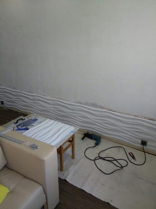 Делали ремонт в гостиной и решили с женой отделку стены сделать гипсовыми панелями. 01