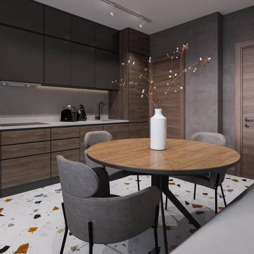 Интерьер 2 х - комнатной квартиры в тёмных тонах. 01