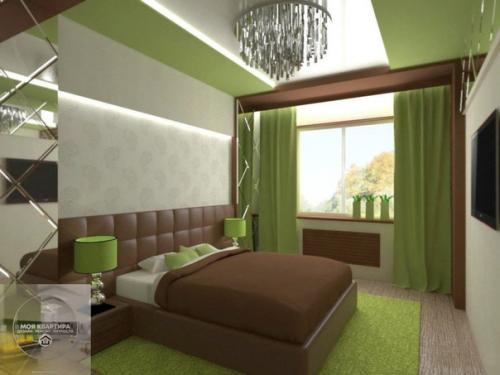 Любителям зеленого цвета спальня в зеленых тонах. 02