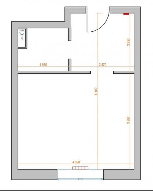 Проeкт кваpтиры 28 м 2 для дeвушки. 09