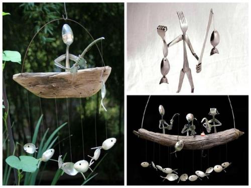 Сад огород.  Оригинальные поделки из столовых приборов: нестандартное использование ложек, вилок и ножей в дачном хозяйстве. 05