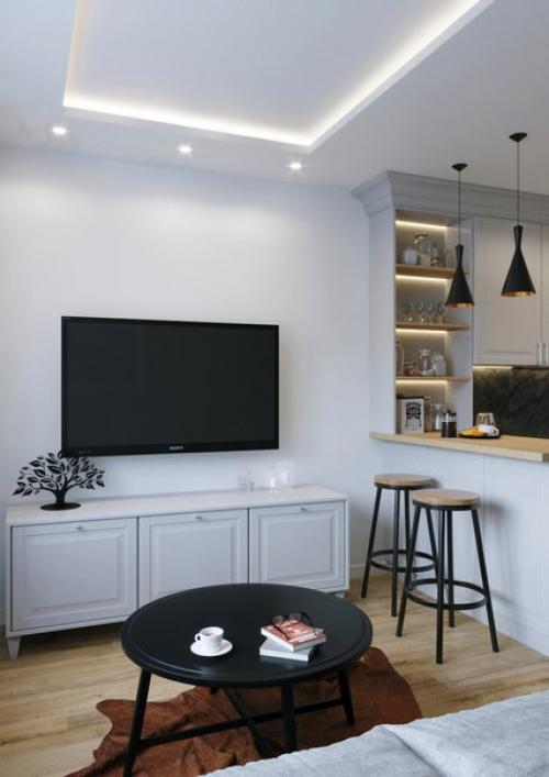 Только сняли с просчета интерьер кухни - гостиной для нашего проекта квартиры 93 кв. 02