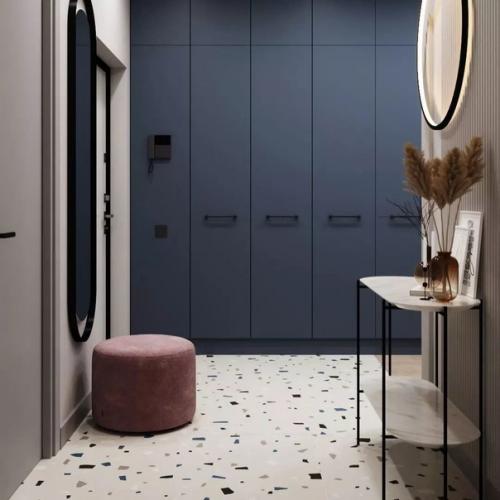 Интерьер кухни - гостиной в минималистичном стиле. 08