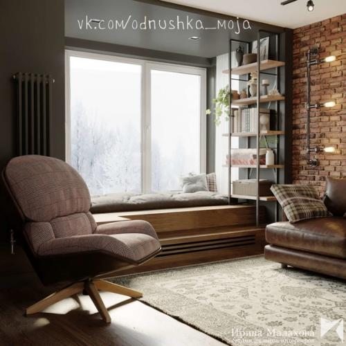 Отличный атмосферный интерьер в стиле лофт! 01