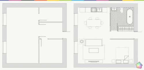 Как оригинально оформить студию 49 кв. 09
