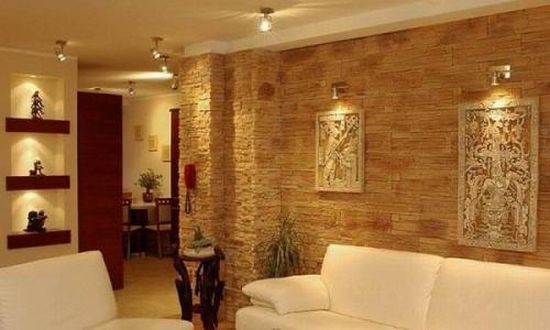 Каменные обои в интерьере. 01