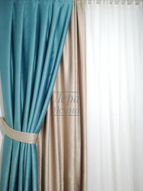 Комплект в спальню в красивых оттенках - жемчужно - бежевый и бирюза для Наташи М, орда. 02