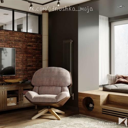 Отличный атмосферный интерьер в стиле лофт! 02