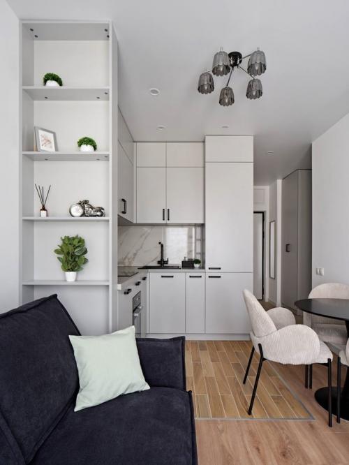 Лаконичный интерьер маленькой однушки всего 28 м 2 в ЖК баланс в Москве. 01