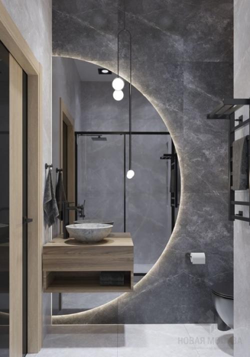 А вот как раз наш пример актуального дизайна санузла в новостройке. 01