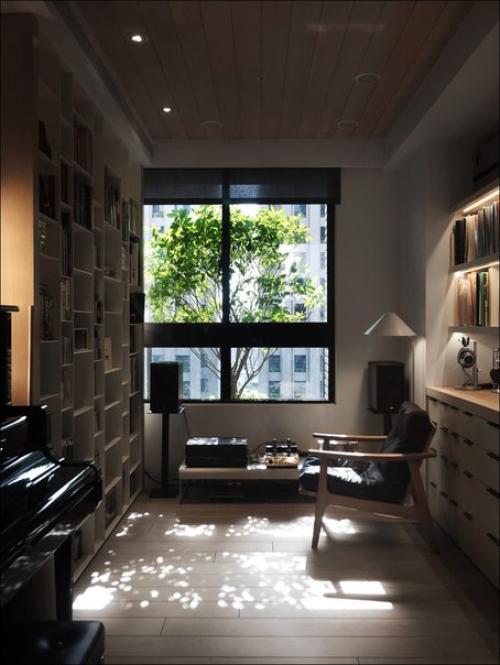 Теплый деревянный дом на Тайване с красивым и уютным уголком для чтения. 03