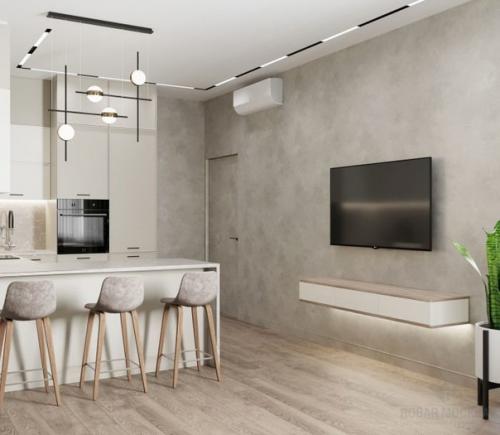 Квартира с нестандартной планировкой кухни - гостиной заставила поломать голову. 03