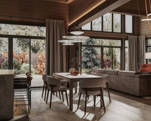 Интерьер кухни - гостиной в частном доме. 02