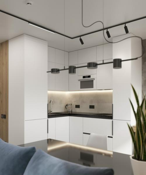 Проект квартиры - студии 34, 7 м 2. современный интерьер с элементами лофта. 03