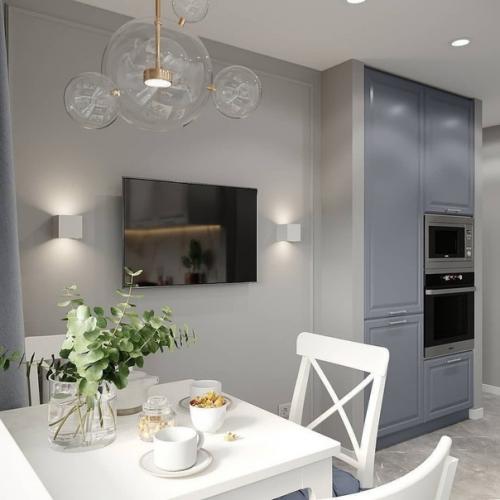 Очень уютная и нежная кухня в спокойных тонах. 02