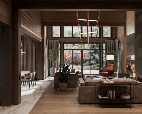 Интерьер кухни - гостиной в частном доме. 05