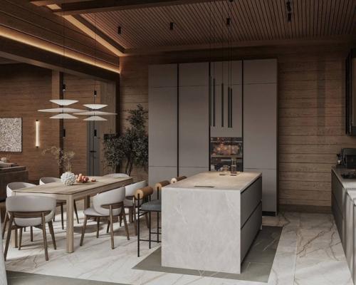 Интерьер кухни - гостиной в частном доме. 04