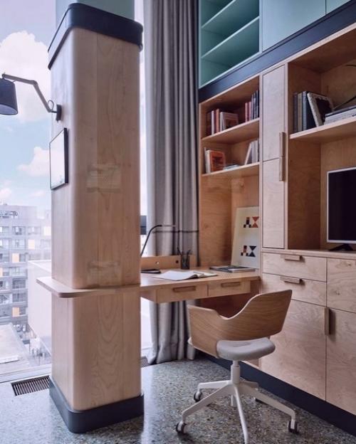 Все элементы интерьера выполнены в единой цветовой гамме. 01