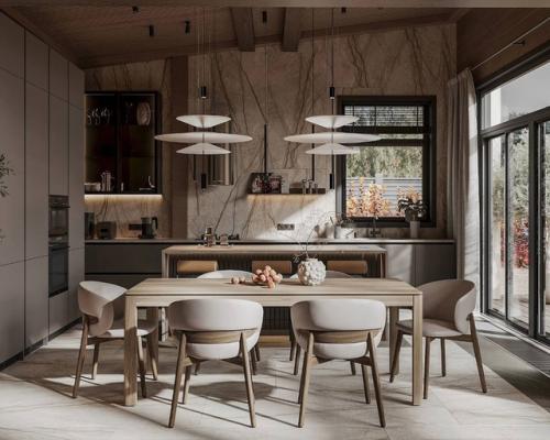 Интерьер кухни - гостиной в частном доме. 08