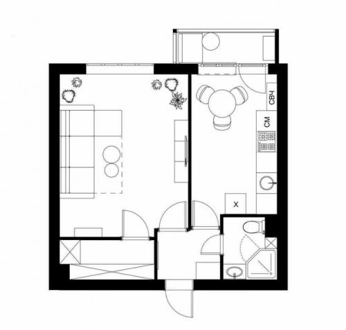 Яркий интерьер 1-комнатной квартиры 38, 5 кв. 09
