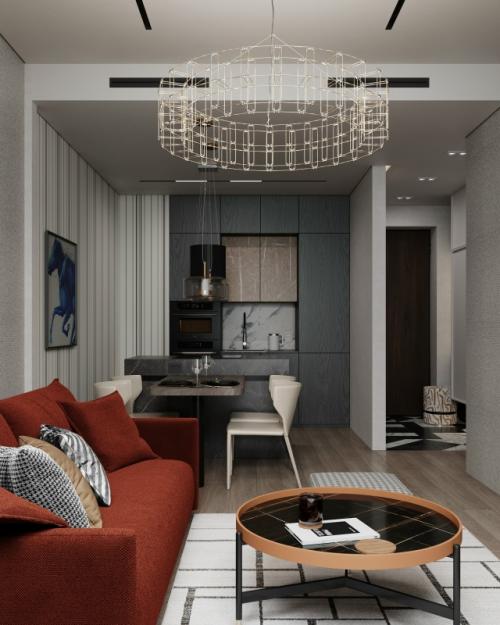 Проект однокомнатной квартиры 44, 6 м 2 в ЖК премиум - класса Slava в Москве. 01