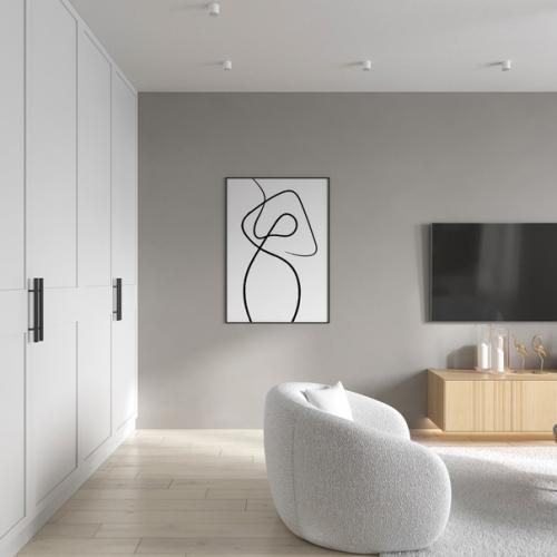 Вот такая вот элегантная у нас получилась гостиная, совмещенная с кухней, в 2-х комнатной квартире, для девушки с творческой профессией. 01