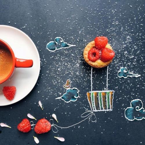 Художница - иллюстратор Cinzia Bolognesi создает работы прямо за завтраком. 04