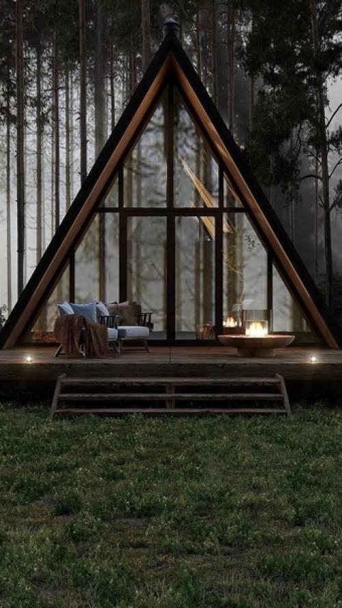 Проект а - образного дома был разработан для молодой семьи. 01