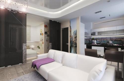 Данный дизайн - проект разрабатывался для квартиры - студии, общей площадью 42 кв. 04