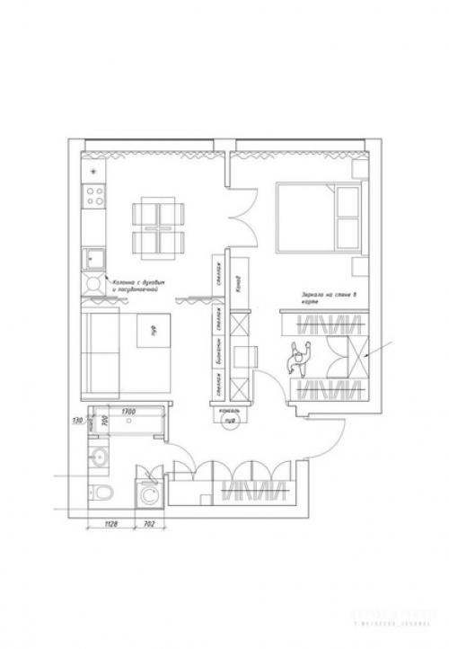 Заказчица хотела создать интерьер с историей и особенно просила найти место для семейных реликвий: люстры Невеста и советского бра. 09