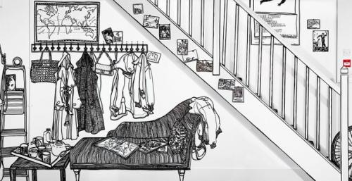 Charlotte Mann разрисовывает интерьеры домов и квартир черным маркером. 02