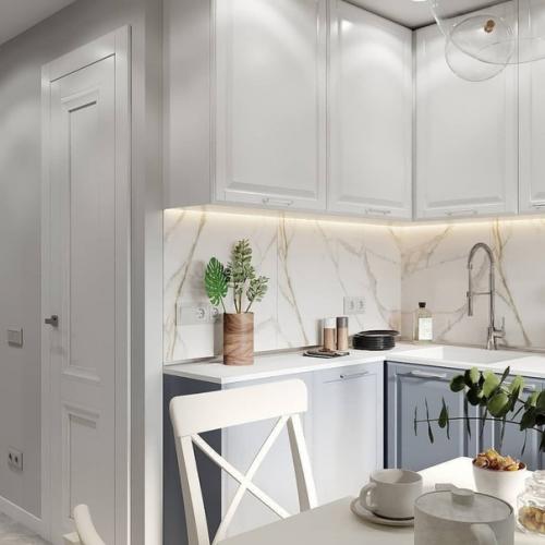 Очень уютная и нежная кухня в спокойных тонах. 04