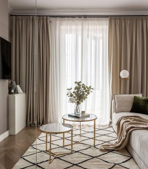 Квартира в бежевых тонах с акцентными вкраплениями благородного изумрудного цвета. 04