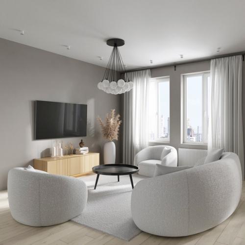 Вот такая вот элегантная у нас получилась гостиная, совмещенная с кухней, в 2-х комнатной квартире, для девушки с творческой профессией. 02