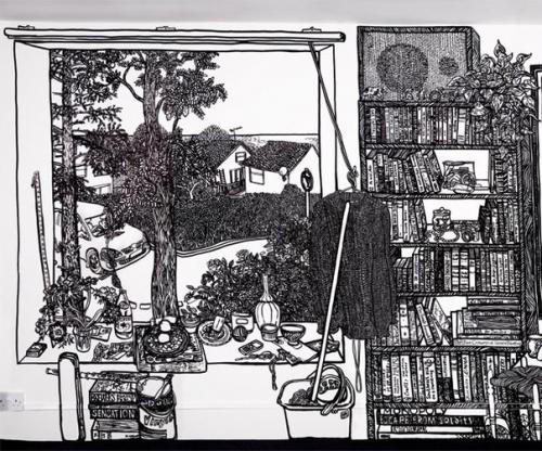 Charlotte Mann разрисовывает интерьеры домов и квартир черным маркером. 04