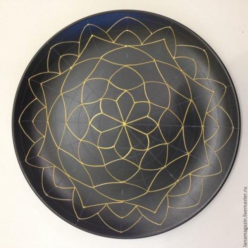 Роспись тарелки в технике Point - to - Point. 09