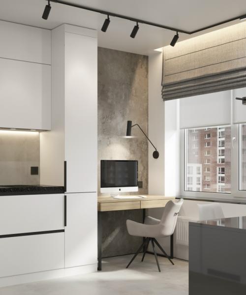 Проект квартиры - студии 34, 7 м 2. современный интерьер с элементами лофта. 04