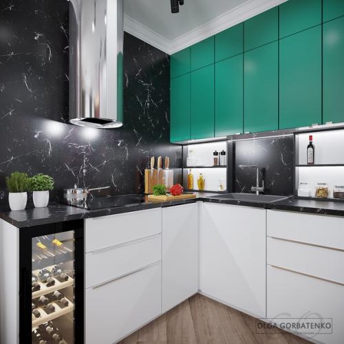 Кухня - гостиная в ярких тонах. 05