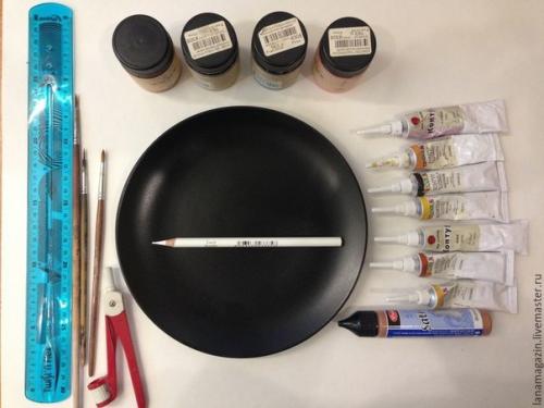 Роспись тарелки в технике Point - to - Point. 01