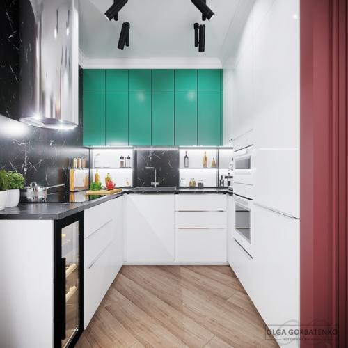 Кухня - гостиная в ярких тонах. 04