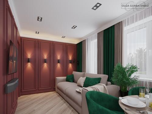 Кухня - гостиная в ярких тонах. 02