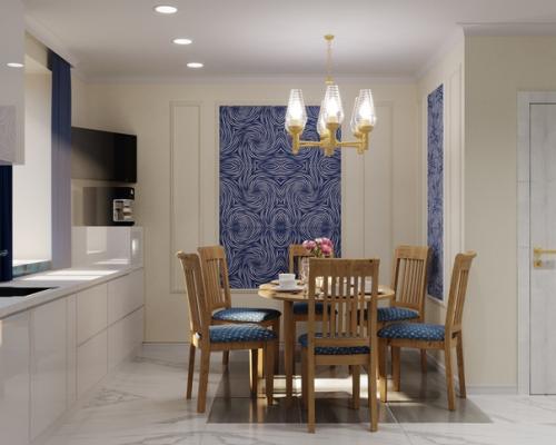 Проект кухни - столовой Свежий Индиго. 01
