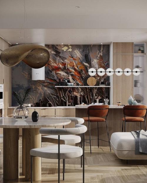 Что думаете за таку акцентную стену на кухне? 03